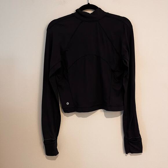 Lululemon Top Its Rulu Run Cropped Half-Zip Long Sleeve Black Size 10 - Medium - Picture 3 of 6